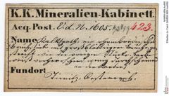 Etiketten zu Calcit (NHMW-MIN-As499)